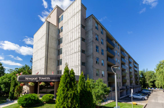 Newport Towers Apartments exterior in Kitchener, Ontario